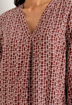 V-udskåret, vævet bluse