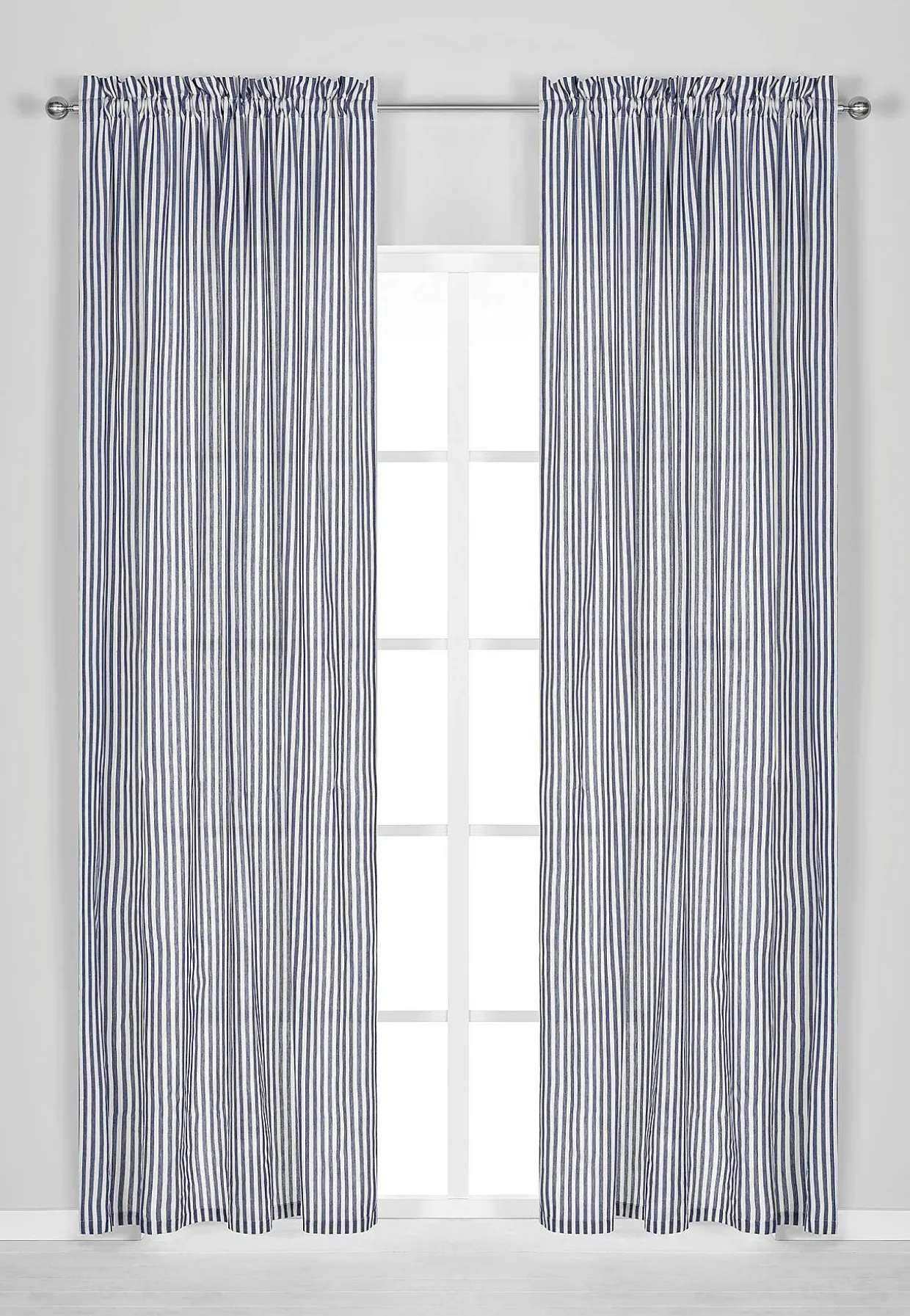 Vævede, stribede panelgardiner 2-pack