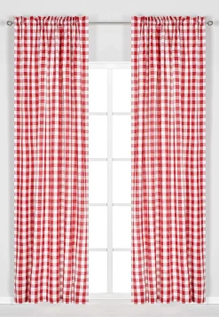 Vævede, ternede panelgardiner 2-pack