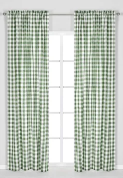 Vævede, ternede panelgardiner 2-pack