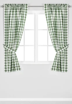 Vævede, ternede panelgardiner 2-pack