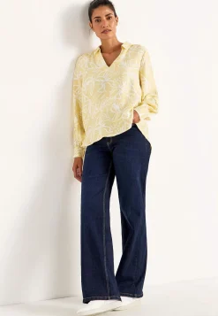 Vævet bluse med brede ærmer