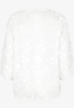 Vævet bluse med broderi | Cellbes