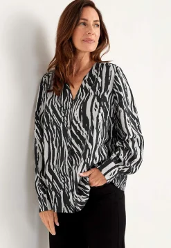 Vævet bluse med knapper