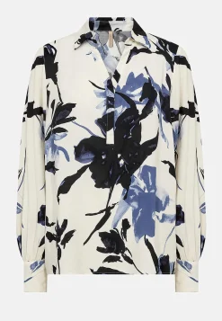 Vævet bluse med printet blomstermønster