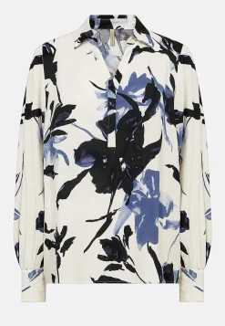 Vævet bluse med printet blomstermønster