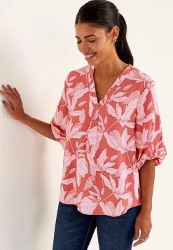 Vævet bluse med pufærme