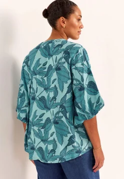 Vævet bluse med pufærme