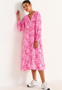 Vævet kjole med knapper