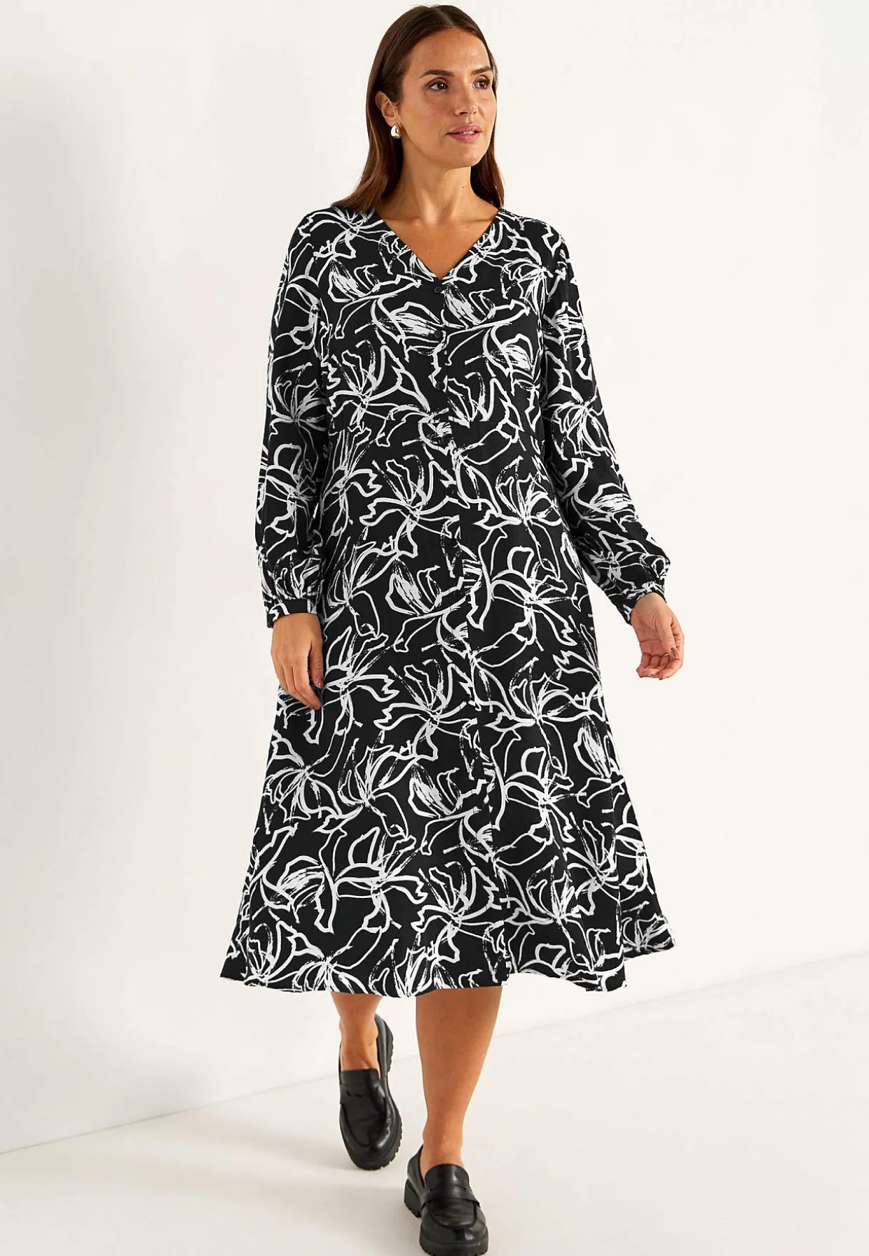 Vævet kjole med knapper