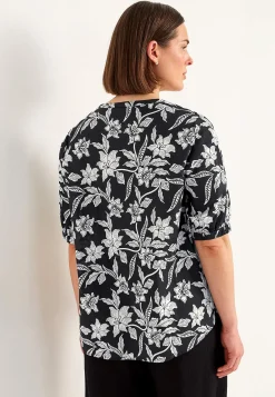 Vævet, mønstret bluse