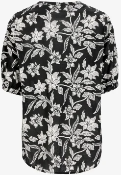 Vævet, mønstret bluse