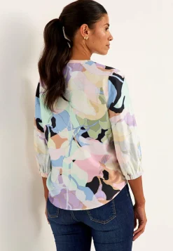 Vævet, mønstret bluse