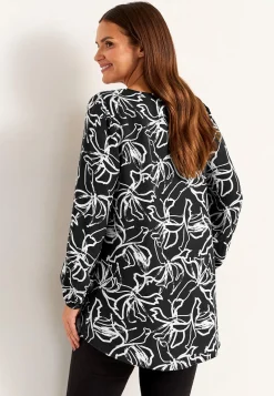 Vævet, mønstret tunikatop