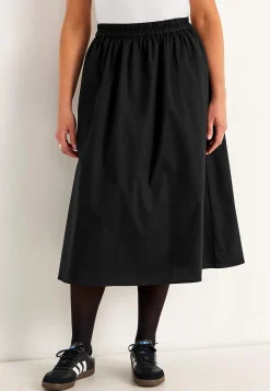 Vævet poplinkjole med lommer