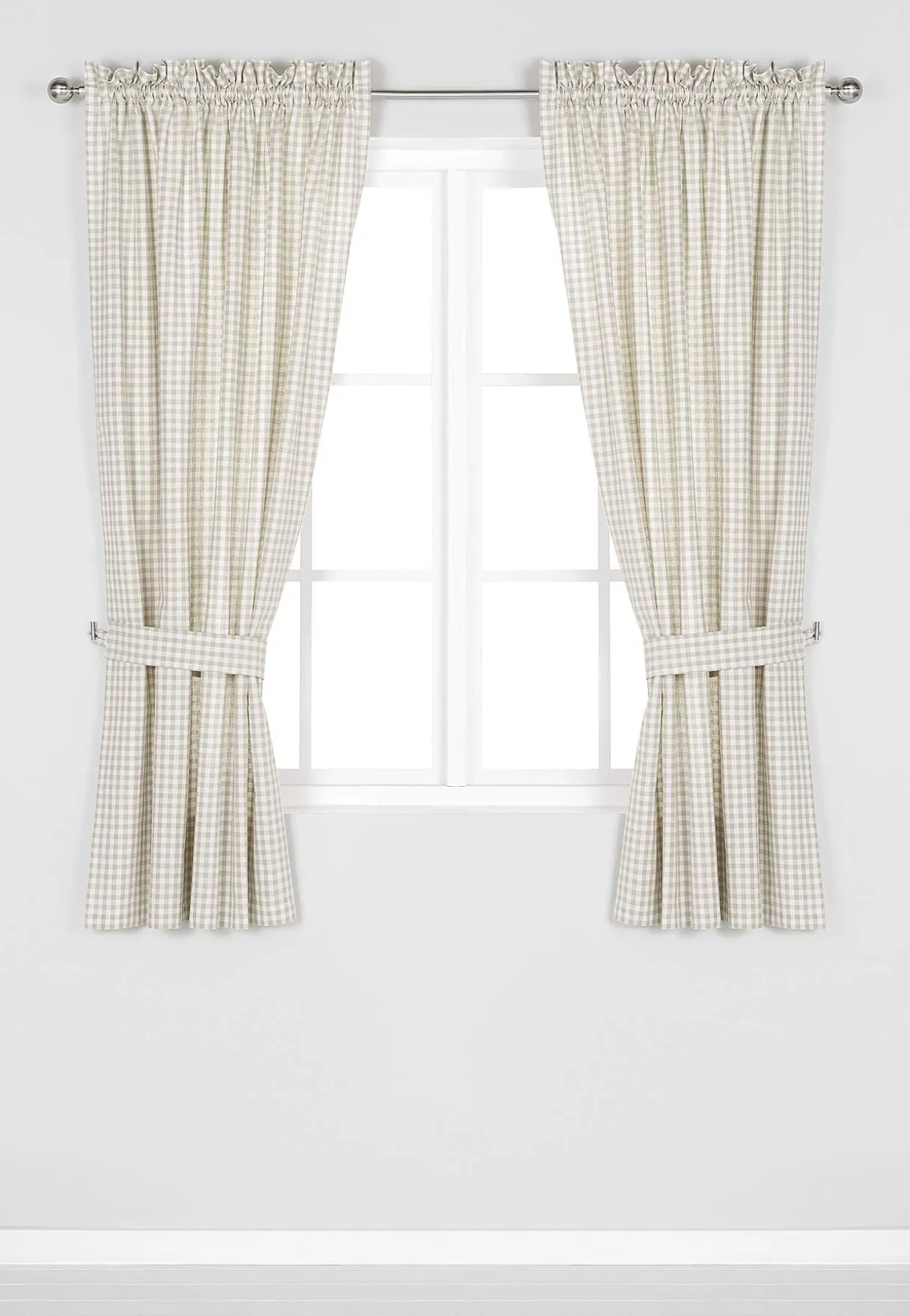 Vævet, ternet panelgardiner 2-pack