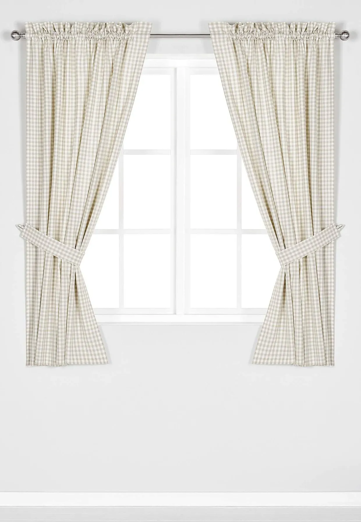 Vævet, ternet panelgardiner 2-pack