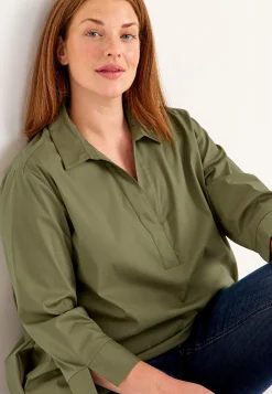 Vævet tunika i poplin