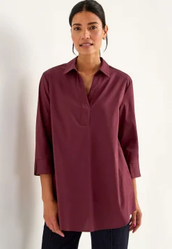 Vævet tunika i poplin