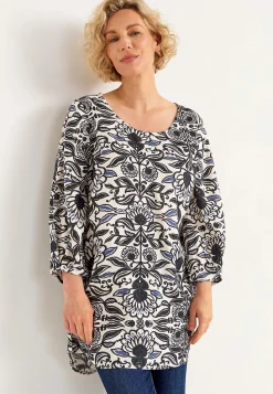 Vævet tunika med 3/4 ærmer